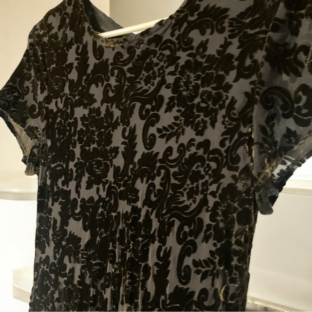 Elegant Black Crushed Velvet Maxi Dress -12 - Picture 5 of 10